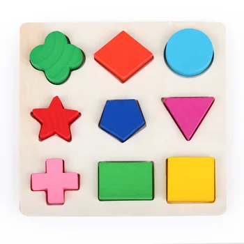 

Wooden Geometric Shapes Montessori Puzzle Sorting Math Bricks Preschool Learning Educational Game Baby Toddler Toys for Children