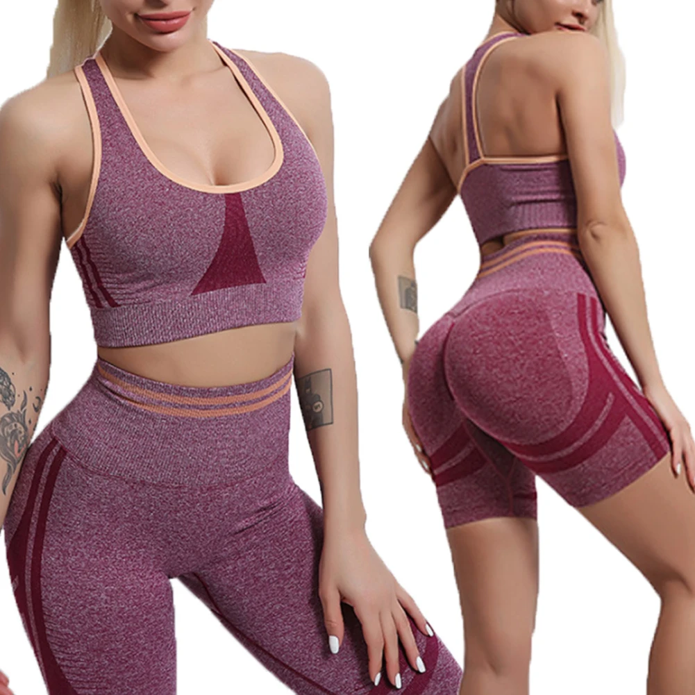 

2021Summer Fitness Sportswear Women Seamless Yoga Set Sports Bra Athletic Shorts Suit Running Workout Shorts Gym Clothes Costume