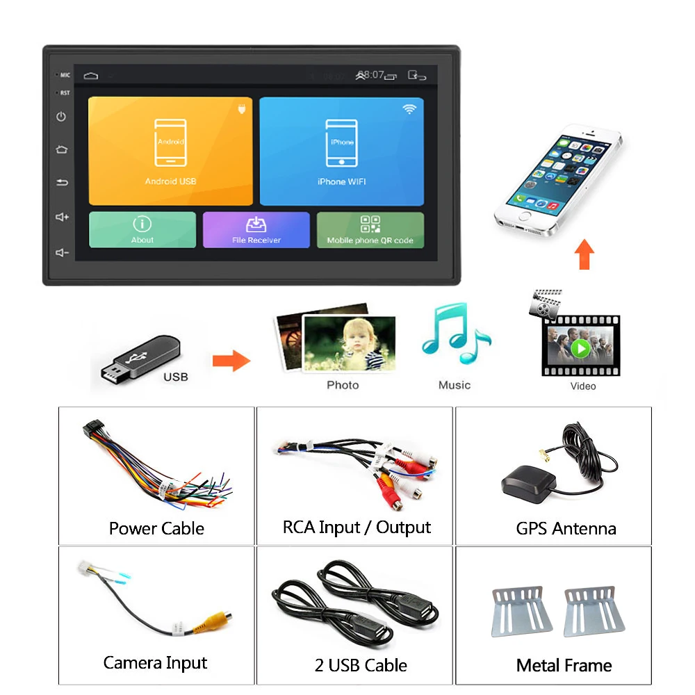 Podofo Android 2din автомобильный Радио 7 &quotмультимедийный плеер авторадио сенсорный