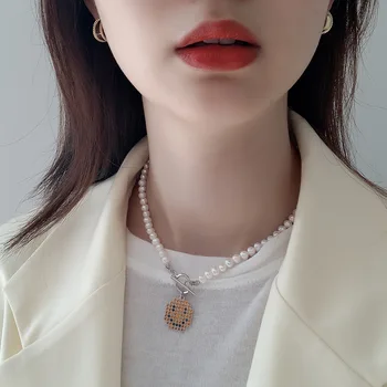 

Timeless Wonder 925 Sterling Sliver Natural Pearl Smile Face Necklace Women Jewelry Gothic Sweet Boho Top Cute Fine Gift 2134