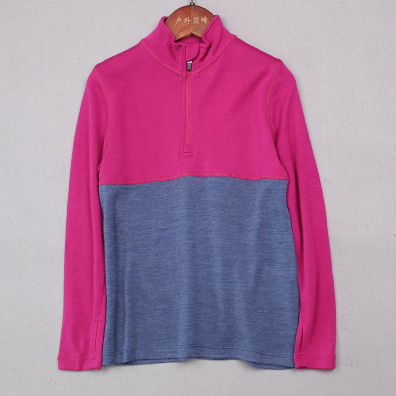 Kids 100% Merino Wool Sweater 1/2 Zip Base Layer Merino Wool Thermal Top Boys Girls Warmer Soft Moisture Wicking Euro Size