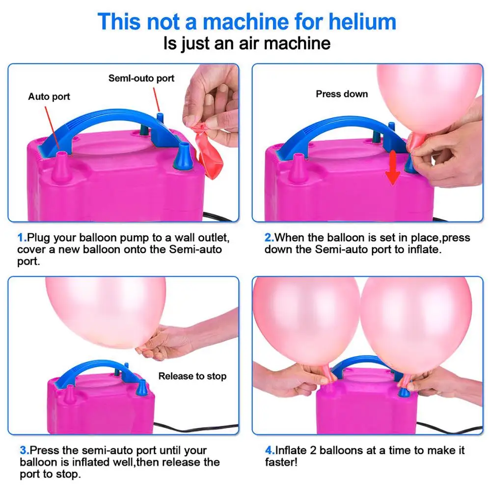 220 В или 110 В двойное отверстие AC надувной электрический насос для накачивания воздушных шаров Электрический воздушный шар надувной насос портативная воздуходувка
