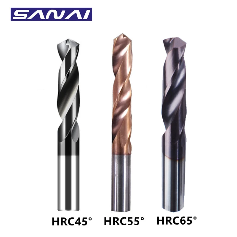 Sanai Tungsten Carbide Drill Bit 1mm 20mm Hrc45° Hrc55° Hrc65° Twist Drill Bit Cnc Lathe