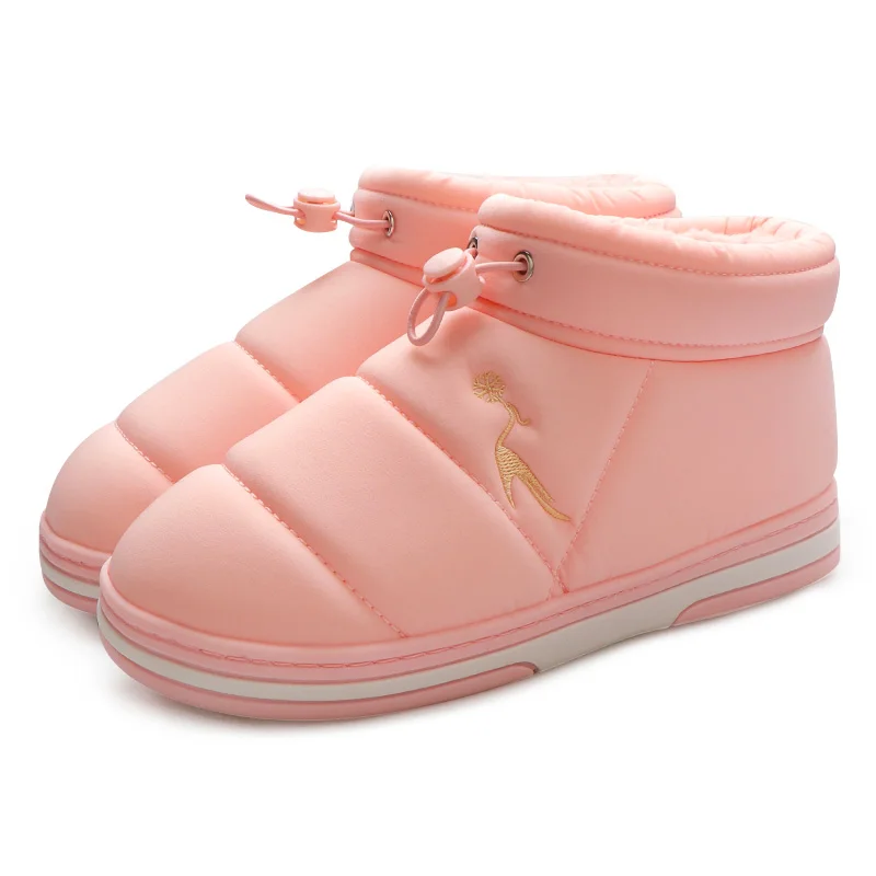 light pink Ботильоны для женщин; водонепроницаемые зимние ботинки; зимняя обувь; обувь на платформе; женская теплая меховая стелька; botines mujer; - Цвет: light pink