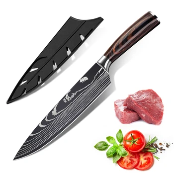 

Japanese kitchen knives Laser Damascus pattern chef knife Sharp Santoku Cleaver Slicing Utility Knives tool Dropshipping