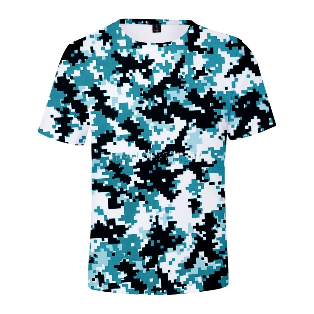 Pixelated камуфляжная Футболка зеленый, красный, фиолетовый, желтый мужские, женские в стиле хип-хоп Уличная Спортивная 3d - Цвет: Blue