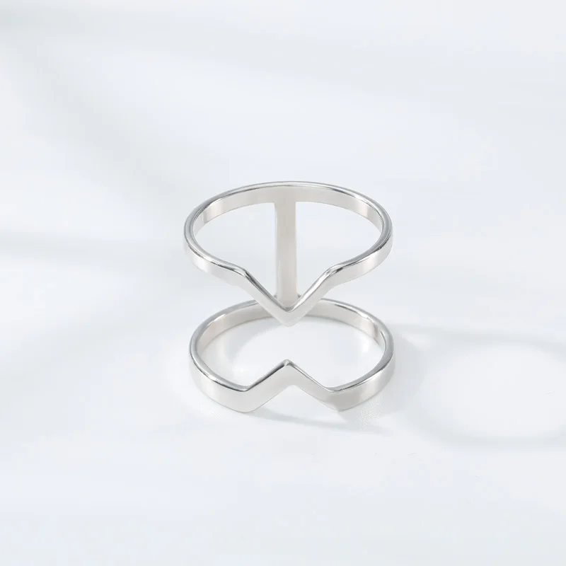 

High Quality Silver Ring Minimalist Simple One Parallel Bars Ring Stainless Steel Women Ring Beautifu Gift Jewelry Accessories