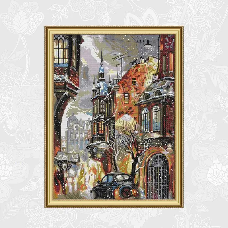 

Joy Sunady Snow in the City Embroidery Set, Hand Made Crafts Home Decor, Count Print On Canvas DMC 14CT 11CT Cross Stitch kits