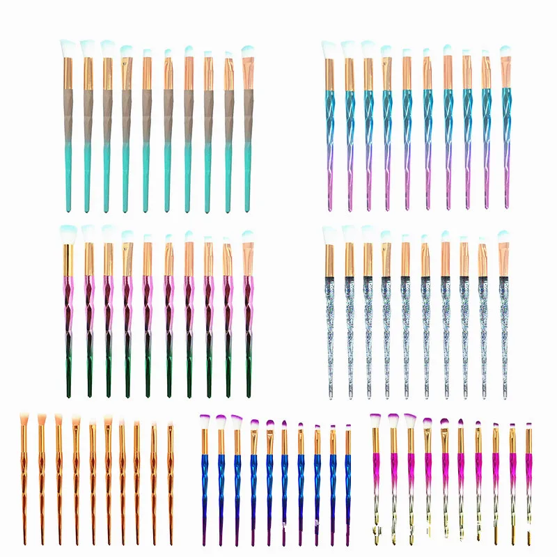 

10Pcs Diamond Makeup Brushes Set Powder Foundation Blush Blending Eye shadow Lip Cosmetic Beauty Make Up Brush pincel maquiagem