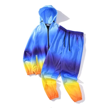 

Original Gradient Tracksuit Men and Women Hooded Jacket and Long Pants Set Loose Casual Two Piece Set Harajuku Plus Size Suit