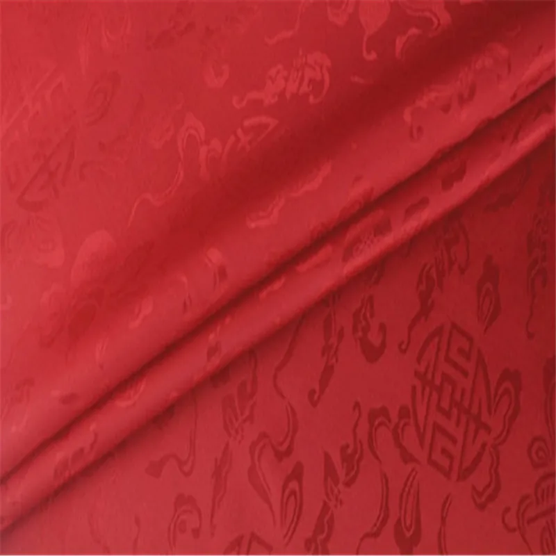Парча шелк хлопок Ткань 16 момме вес красивый дизайн Модный узор жаккард Шелковый текстиль для чонсам - Цвет: 1 red