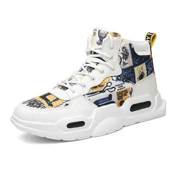 

Fashion shoes man 2020 Autumn and winter new mid-top board shoes with high-top canvas shoes fashion brand high boots