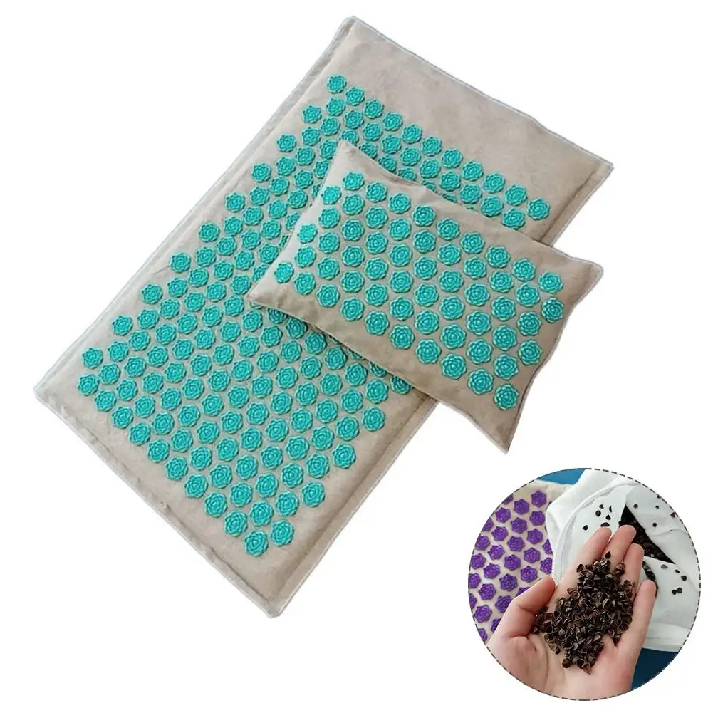 Lotus Acupuncture Massage Mat Pillow Set Fitness Yoga Spiky Cushion for Therapy Back Neck Pain Relief Sciatic Muscle | Дом и сад