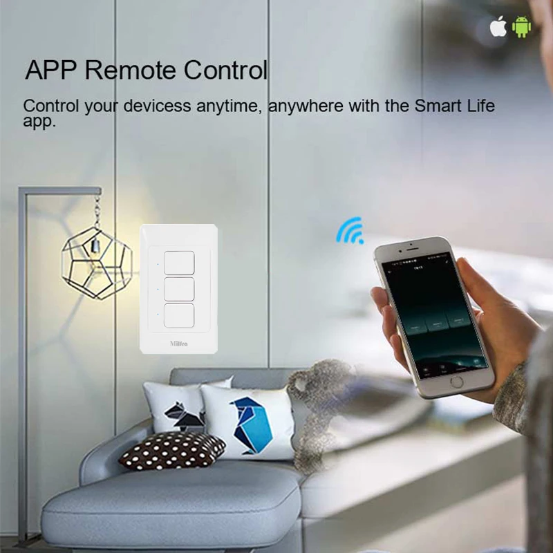 Milfra Wifi смарт переключатель нейтральный провод требуется Голосовое управление