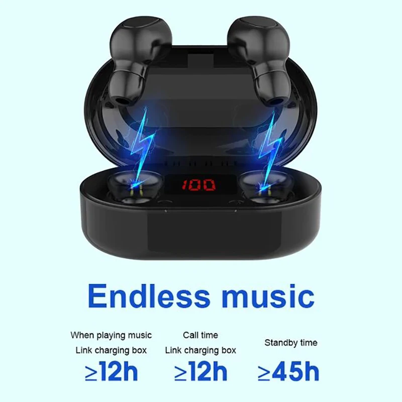 TWS Bluetooth Earphone With Microphone LED Display Wireless Bluetooth Earbuds Earphones Waterproof Noise Cancelling Headsets