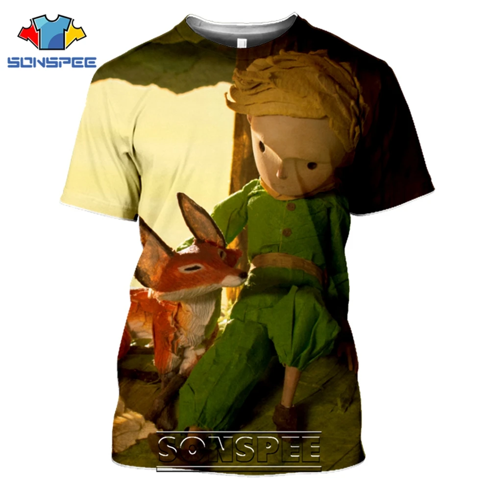 SONSPEE T-shirts The Little Prince 3D Print Men Women Funny Casual Hip Hop Streetwear Cartoon Movie Rose Tees Tops Shirt (3)