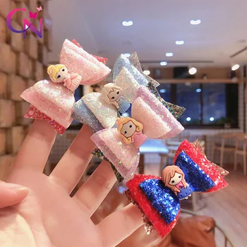 

CN 8 Pcs/lots Europe and America Fashion Sweet Girl Children Hairpins Cute Shiny Cartoon Bow Duckbill Clip Hair Accessories