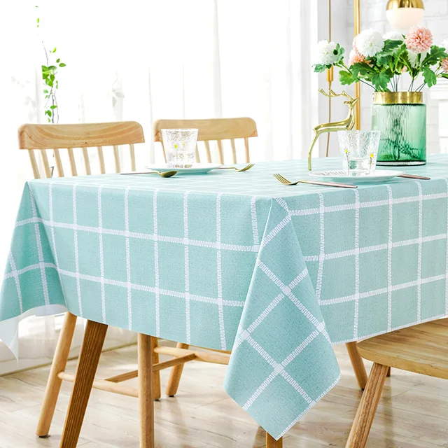 Tovaglia stampata con griglia rettangolare spessa in plastica PVC, impermeabile, resistente all'olio, per la cucina di casa, tavolo da pranzo, colth, tappetino, tovaglia 2