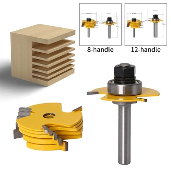 

2Pcs 6 Piece Slot Cutter 3 Wing Router Bit Set Chisel Cutter 8" 12" Shank Tenon Adjustable Milling Cutters for Woodworking Tool