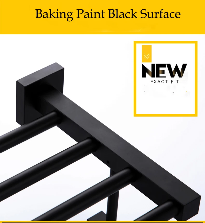 Black bathroom accessory black towel shelf paper holder towel ring holder matt black bathroom shelf aluminum bathroom accessory