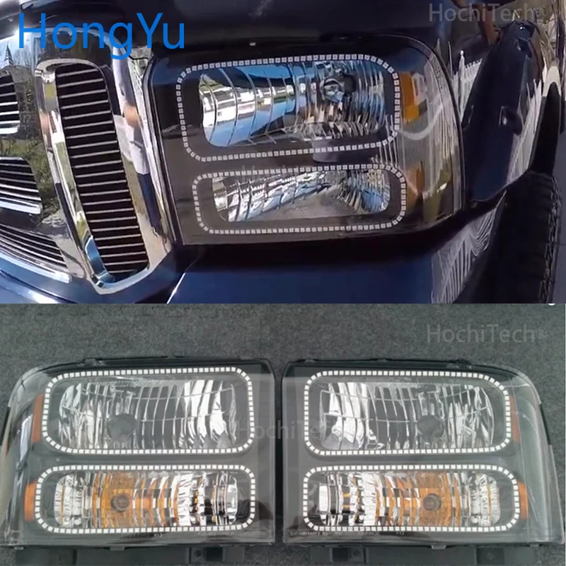 Для Ford F-250 F250 2005 2006 2007 автомобиль RGB многоцветный светодиодный ангельские глазки Halo Кольцо света комплект беспроводной пульт дистанционного управления