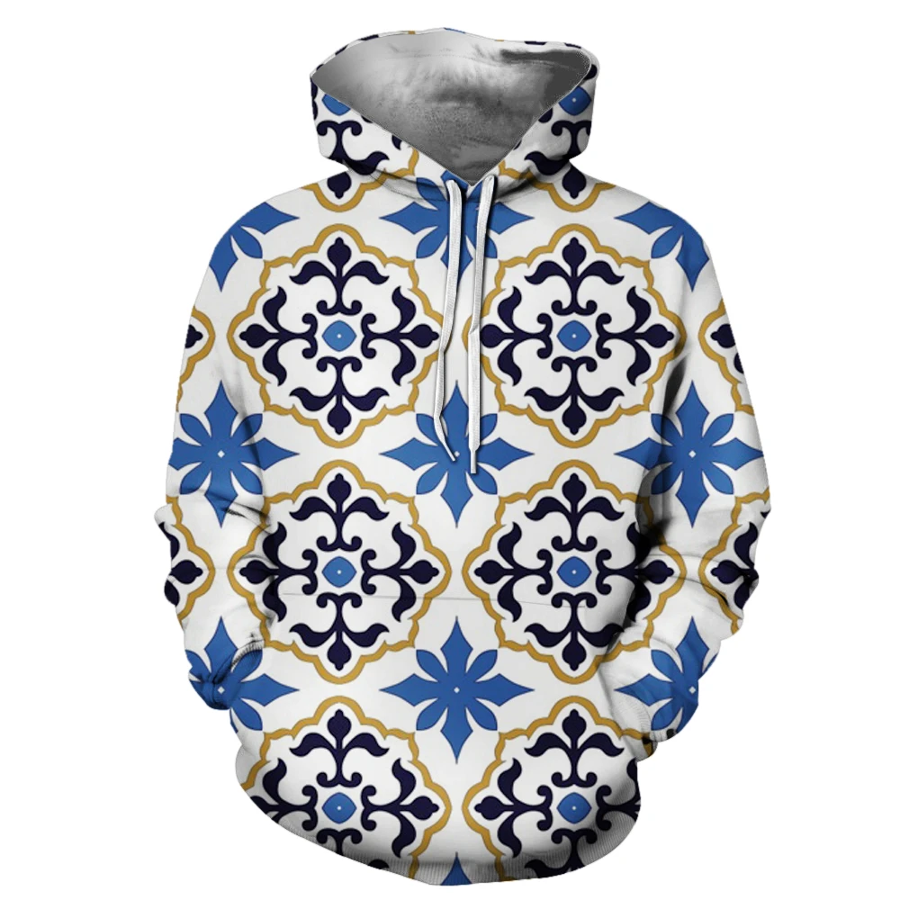 geometric print hoodie