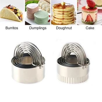 

5pcs/Lot Dumpling Wrapper Cutter Round/Flower Dough Cutter Mousse Ring Fondant Cutting Tool For Baking Pastry Cookies Cake Mould
