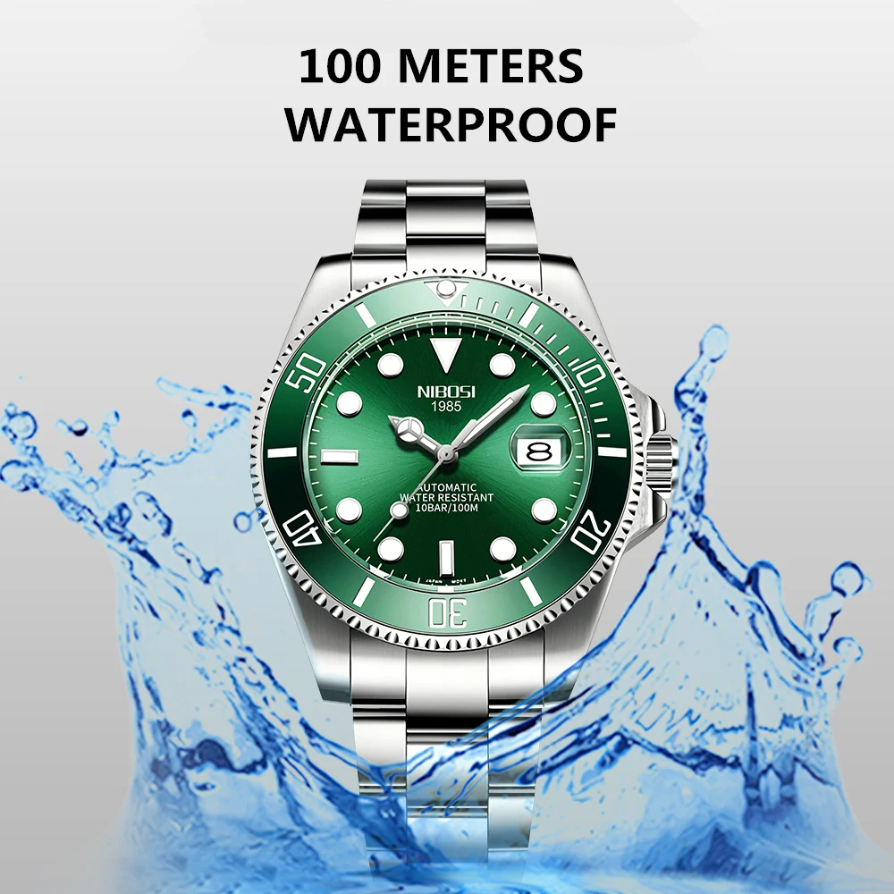 Автоматические механические часы NIBOSI для мужчин Роскошные водонепроницаемые