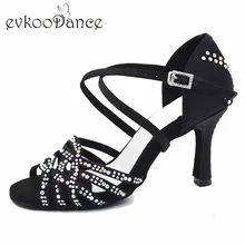 Evkoo dance Zapatos De Baile Professional; черные женские танцевальные туфли; обувь для сальсы на высоком каблуке; обувь для латинских бальных танцев для женщин; Evkoo-551