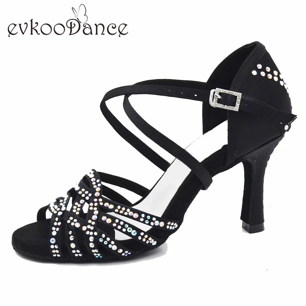 Evkoodance Zapatos De Baile Professional/черные женские танцевальные туфли на высоком каблуке
