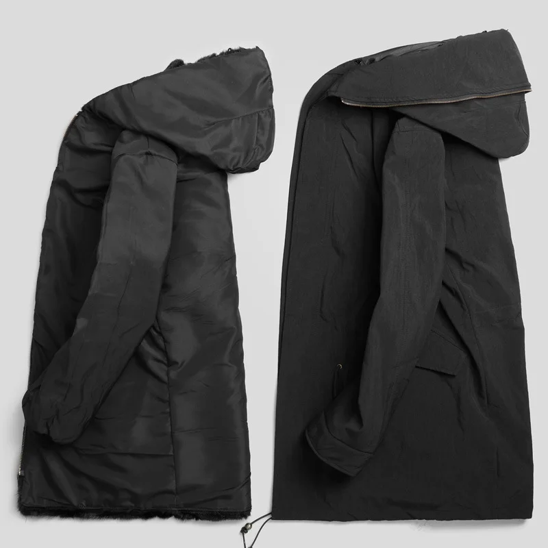 PViviYong, зимнее высококачественное Мужское пальто с натуральным мехом, воротник из меха енота, меховая куртка с подкладкой минкт, Мужская парка P1888237