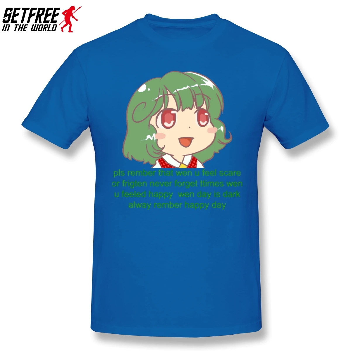Chibi Yuuka Для мужчин T рубашка большого размера с О-образным вырезом хлопок короткий рукав на заказ с изображением забавных милых аниме мем футболки - Цвет: Синий