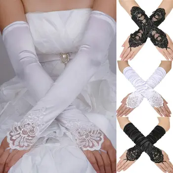 

2020 Fashion Trend Sexy Women White Black Lace Wrist Bridal Gloves Fingerless Ladies Wedding Princess Party Accessories 3Types