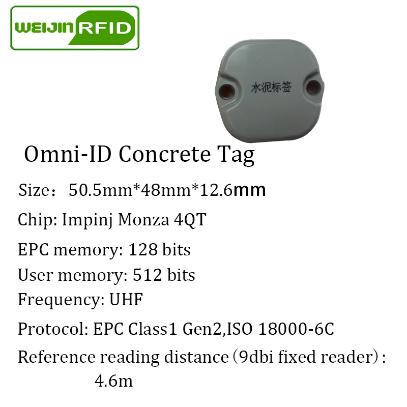 UHF RFID бетонная метка omni ID Металл 915 МГц 868 Impinj Monza4QT EPCC1G2 6C прочный ABS смарт карта