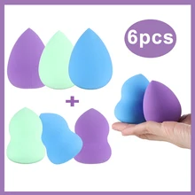 6 pçs colorido seco molhado multifunções fundação facial maquiagem esponja puff rosto contorno mistura suave cosméticos ferramentas de beleza