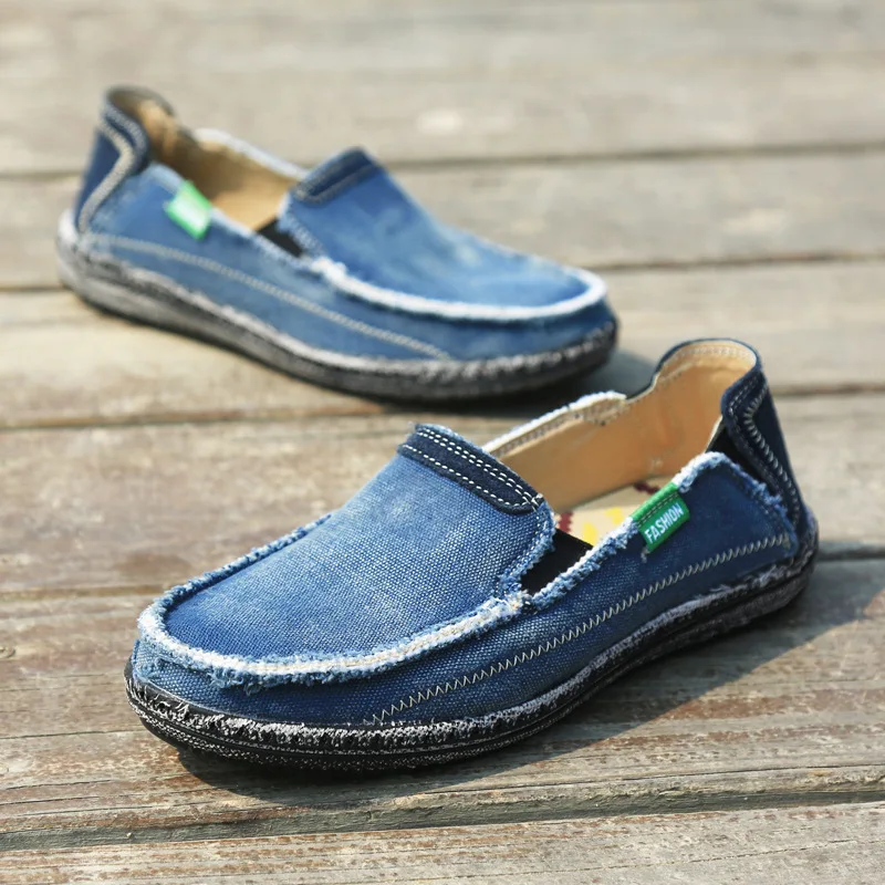 

Men's Casual Cloth Shoes Canvas Loafers Boat Slip-On Loafers Outdoor Leisure Round Toe Walking Sneakers Retro Confor Footwear999