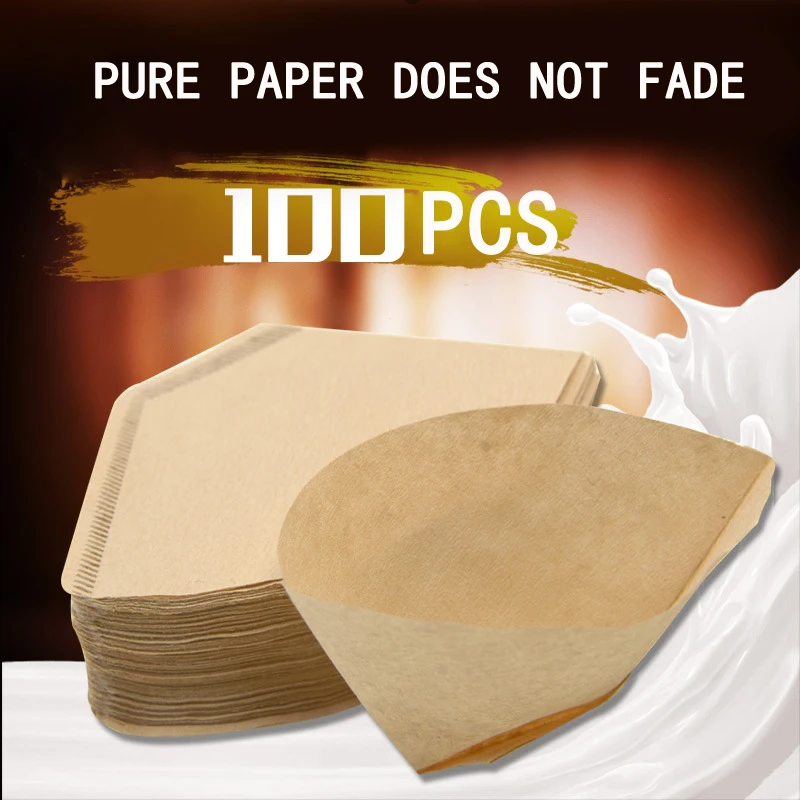 

100Pcs/Bag Wooden Original Hand Drip Paper Coffee Filter Espresso Coffee Filters