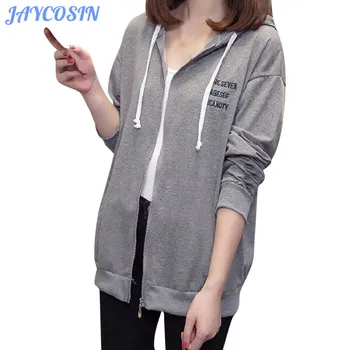

JAYCOSIN Women Jackets Coats Fashion Letter Printing Hooded Coat Tops Casual Long Sleeve Sport Coat Tracksuit For Women 1011