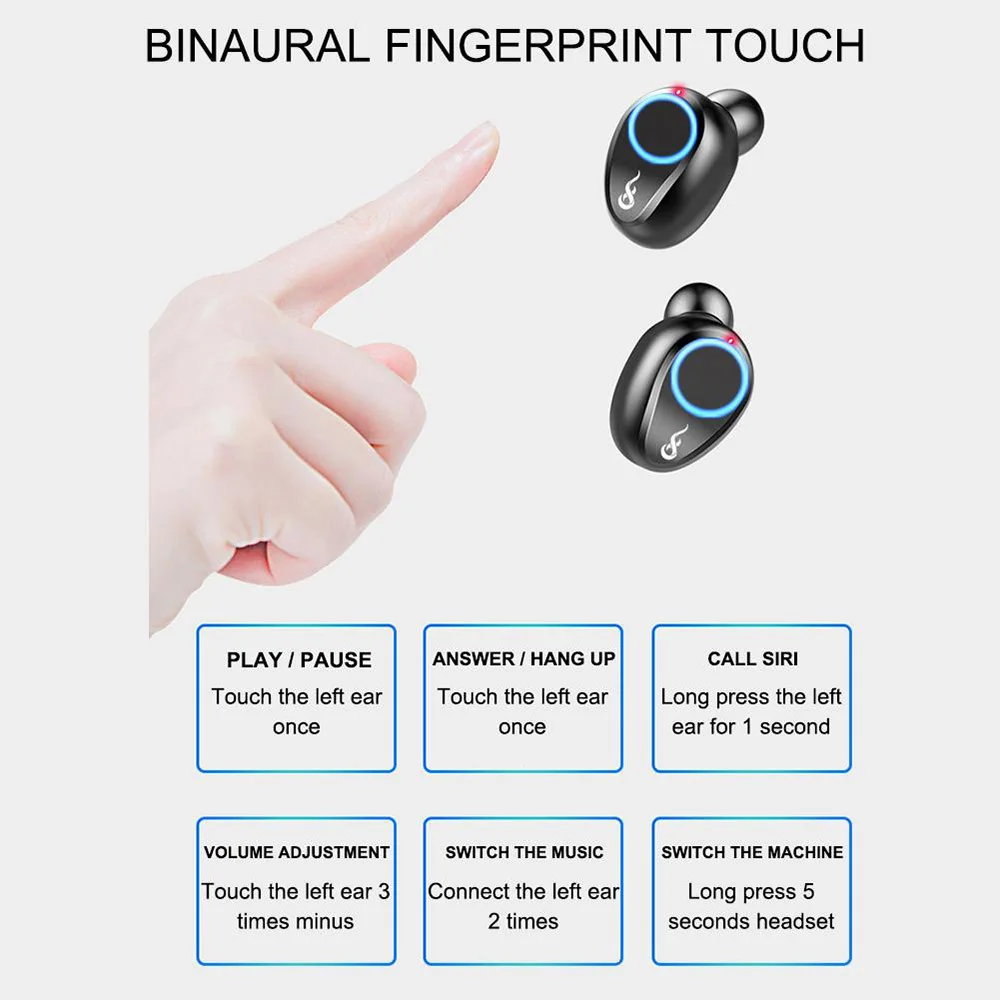 TWS Wireless Headphones Mini Bluetooth V5 0 Earphone Waterproof True Earbuds HD Stereo Headset For Xiaomi iPhone Sports Ear Buds