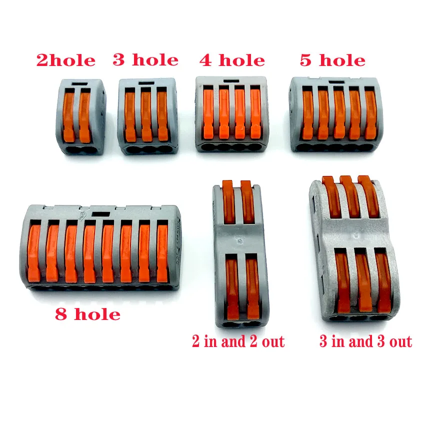 

10pcs/bag Spring Splice Lever Push Fit Reuseable Cable Connector Wire Connector Wiring Terminal Block