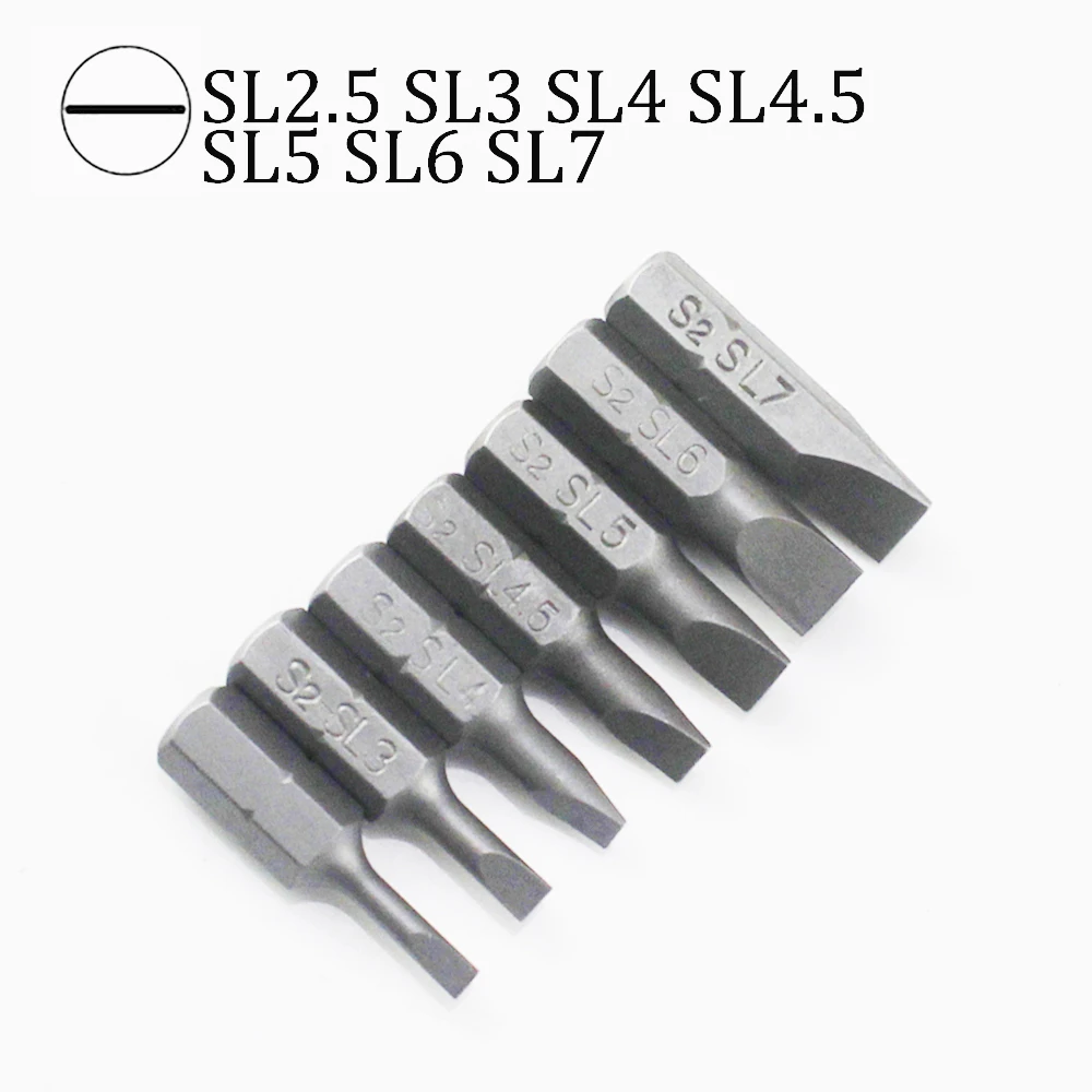 10pcs 1/4" 25mm Slotted Sl2.5sl7 Screwdriver Bit Set Repair Tools