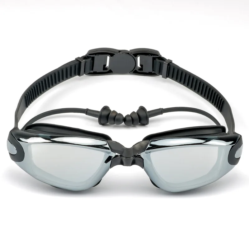

Xin Adult One-piece Earplugs Swimming Goggle Anti-Fog Waterproof Ultra-clear Silicone Near-sighted Plain Glass Swimming Goggles