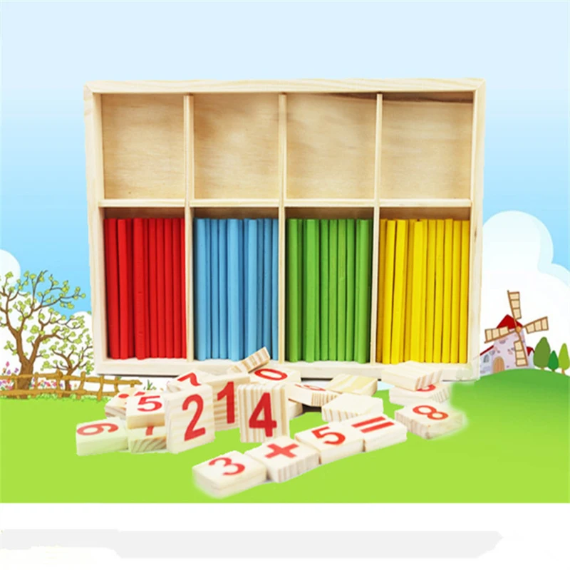 High quality 23.3*16*3CM wooden digital stick learning box kindergarten math teaching aid early education toys