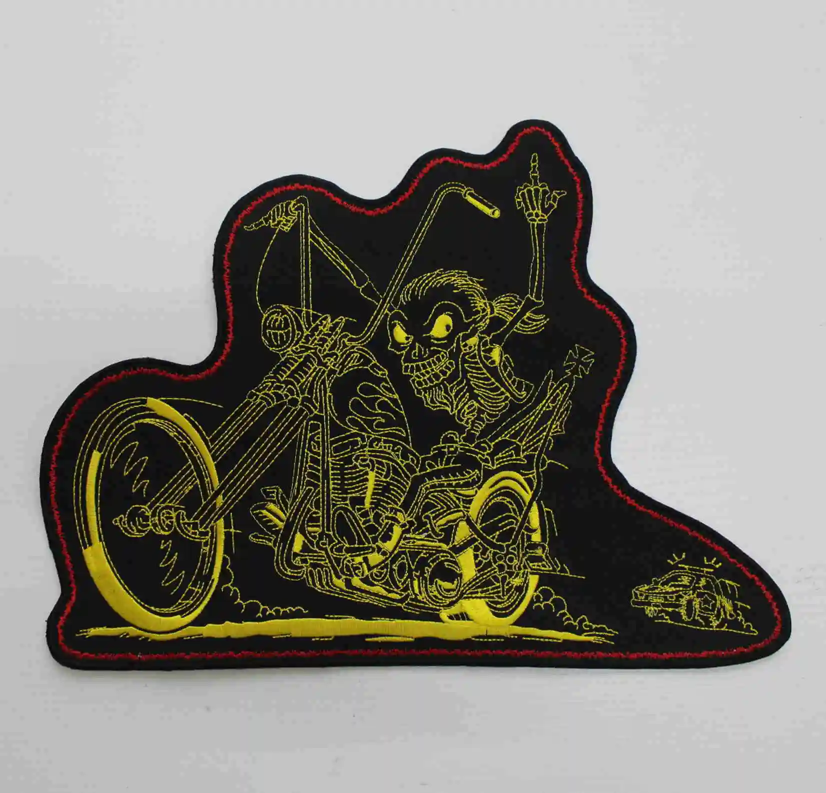 Цвет: желтый Огромный Ride Free skull 13 дюймов Большая Вышивка Патчи для куртки сзади Жилет Мотоцикл Байкер 33 см* 24 см - Цвет: Цвет: желтый