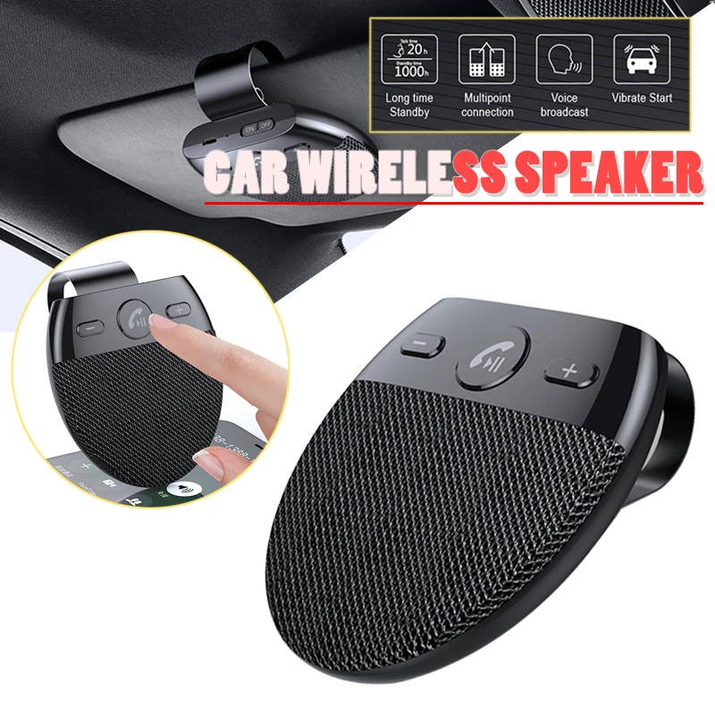 Car Wireless Bluetooth 5.0 Speaker Sun Visor Clipon Handsfree Multipoint Speakerphone With Usb