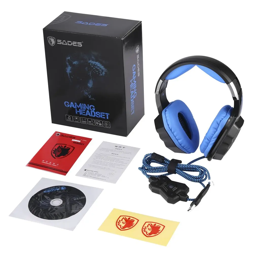 

Black USB PC Gaming Headsets with Microphone Noise-Canceling Breathing LED 6 Color 7.1 Surround Sound Stereo for SADES A70