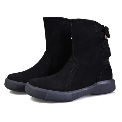 Женские зимние ботинки; коллекция года; модные зимние кожаные женские ботильоны на шнуровке; теплые плюшевые женские зимние ботинки; женская обувь; большие размеры 35-43 - Цвет: Black Autumn