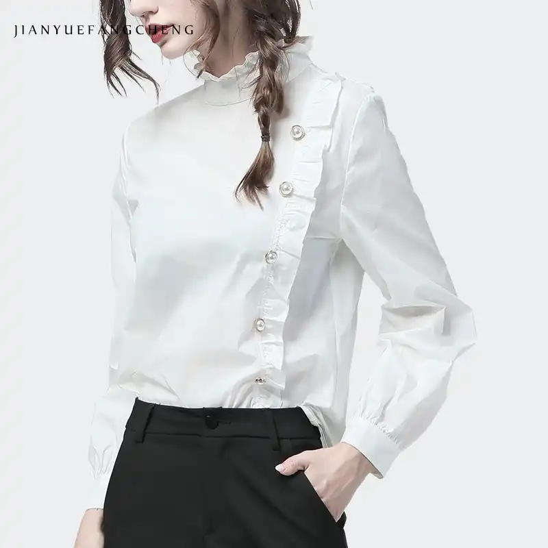 ruffle collar blouse plus size