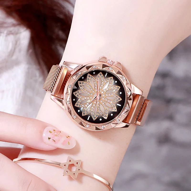 

Top Luxury New Brand Luxury Quartz Women Watch Flower Female WristWatches Waterproof Ladies Dress Relogio Feminino Women's Clock