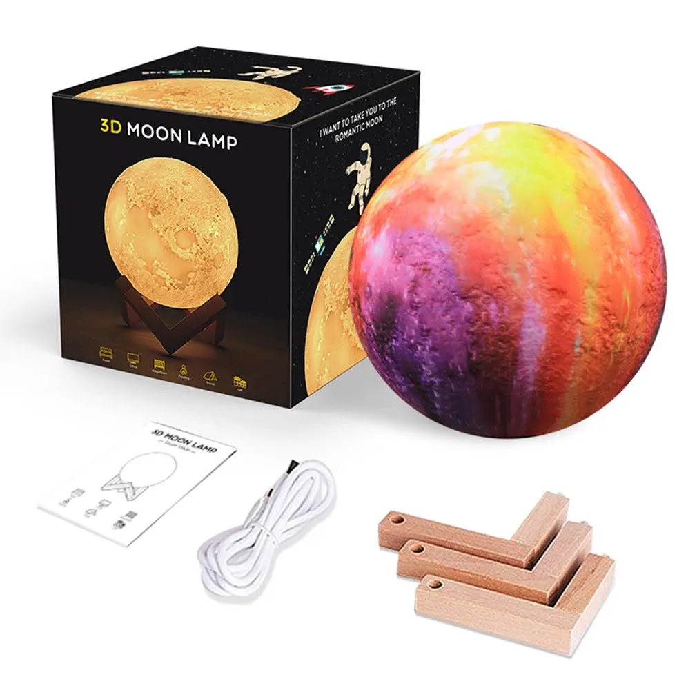 

10cm/15cm/18cm 3D Print Star Moon Lamp Colorful Change Touch Home Decor Creative Gift Usb Led Night Light Galaxy Lamp NEW